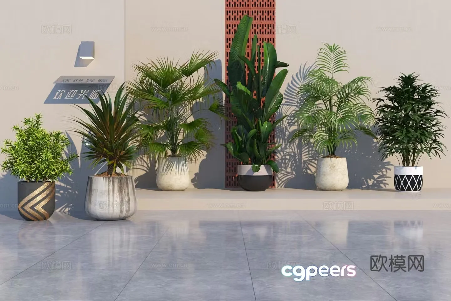 Modern green plant potted 3D model