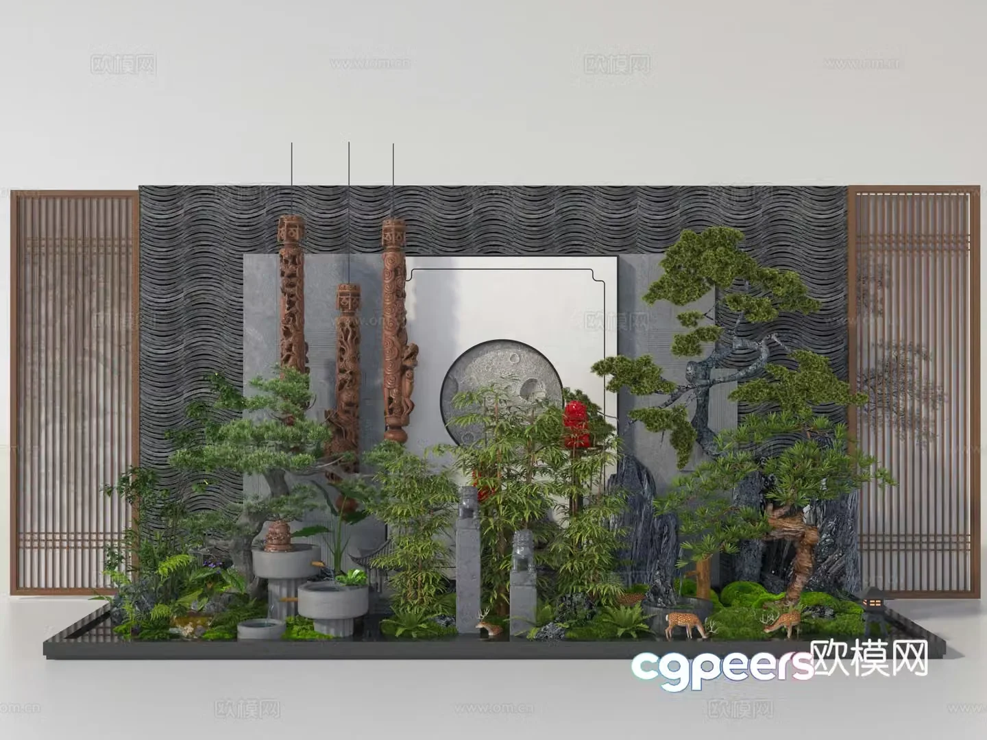 Green plant landscape plant pile 3D model