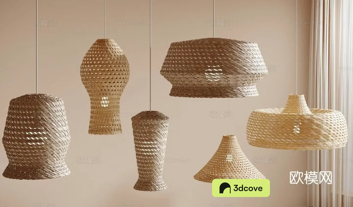 New Chinese chandelier bamboo lantern