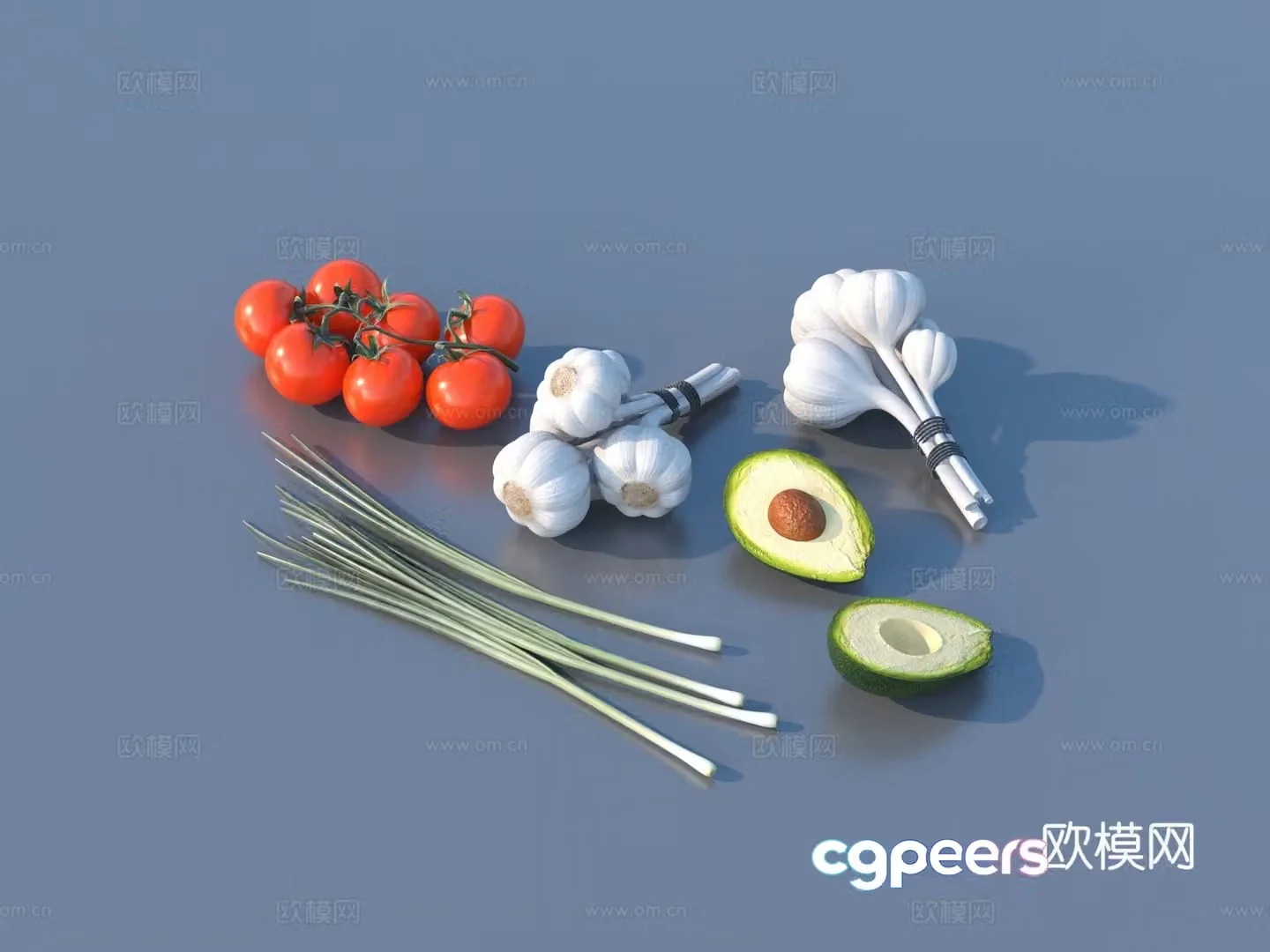 Vegetables Food Garlic Avocado Fruit 3D Model