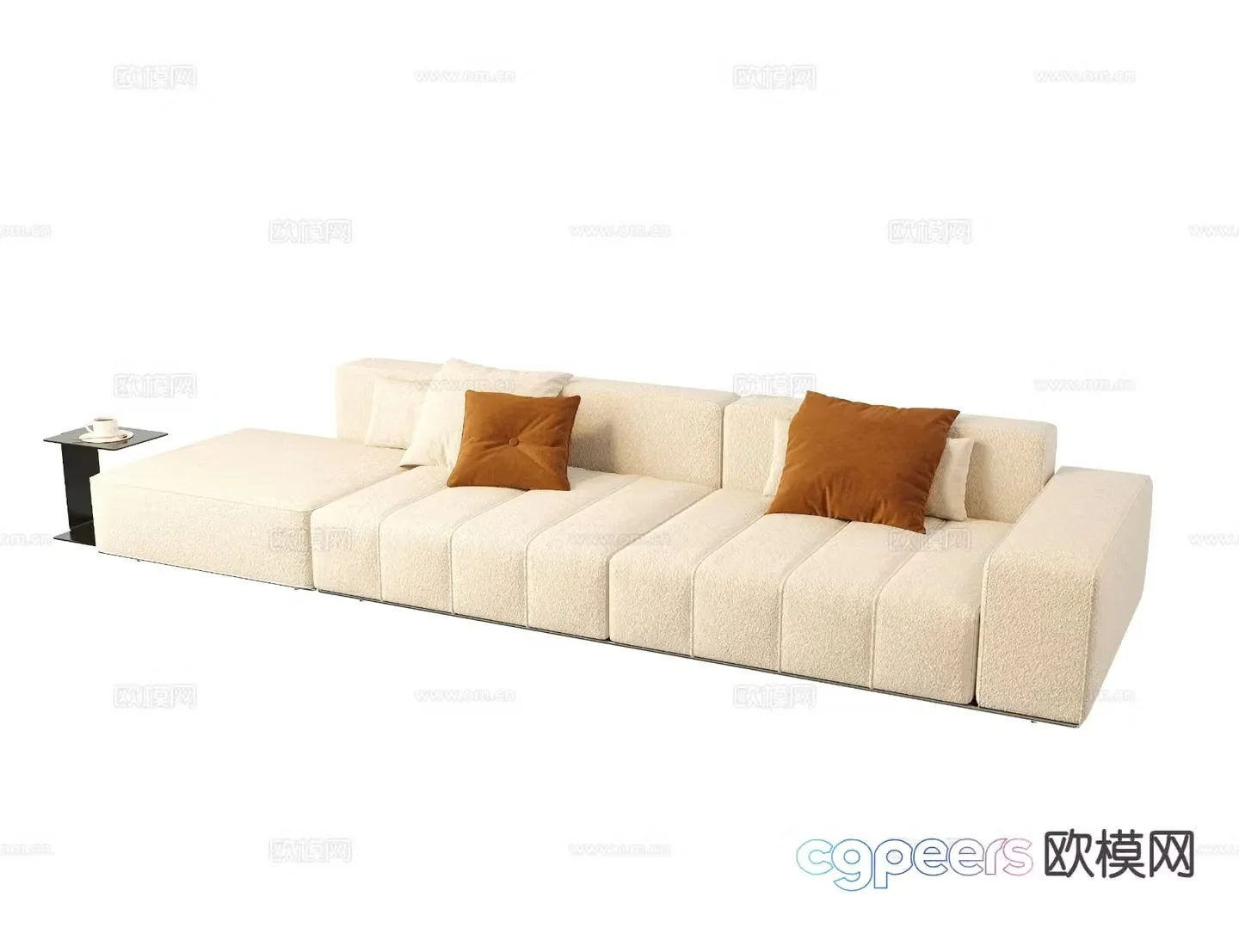 Cream style sofa three person sofa 3d model
