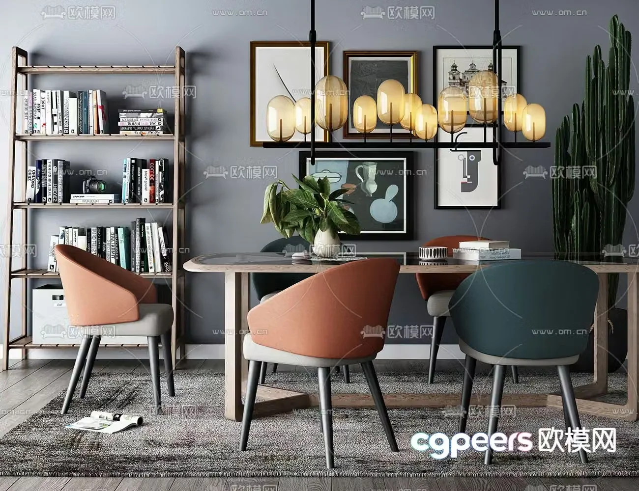 Nordic dining table and chair 3d model