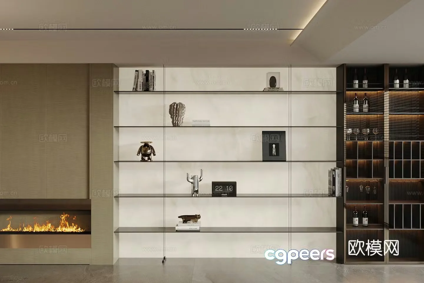 Modern Italian storage rack Italian light luxury storage rack Metal storage rack Wall-mounted bookshelf Layer 3D model