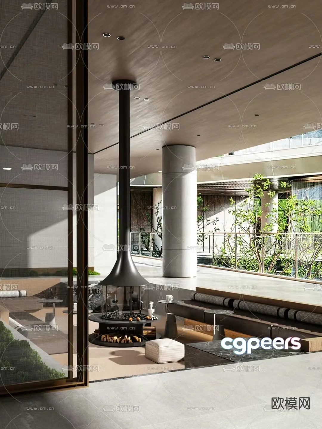 Jin Zhaohui design modern sunken living room 3D model