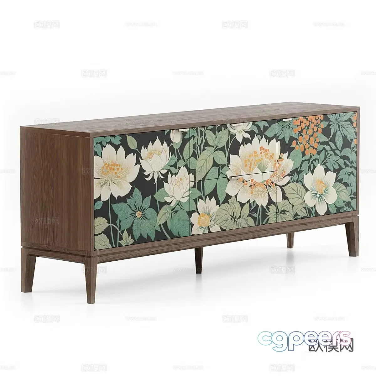 Modern painted flower TV cabinet 3d model
