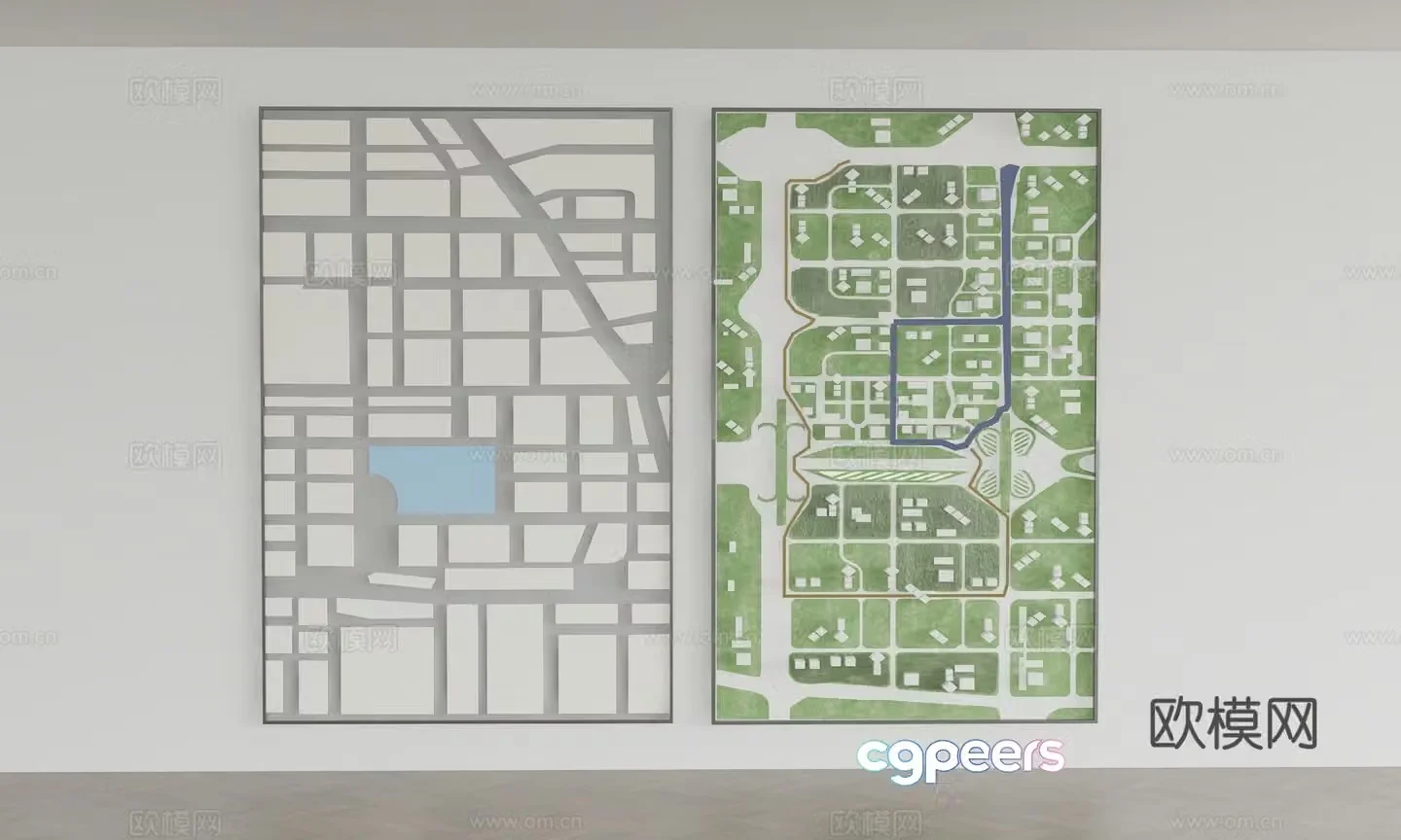 Sales office wall three-dimensional map 3D model