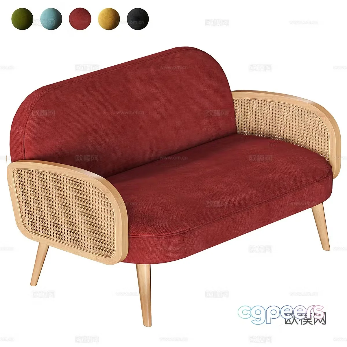 New Chinese logs BUISSEAU Velvet Willow Rattan sofa 3D model