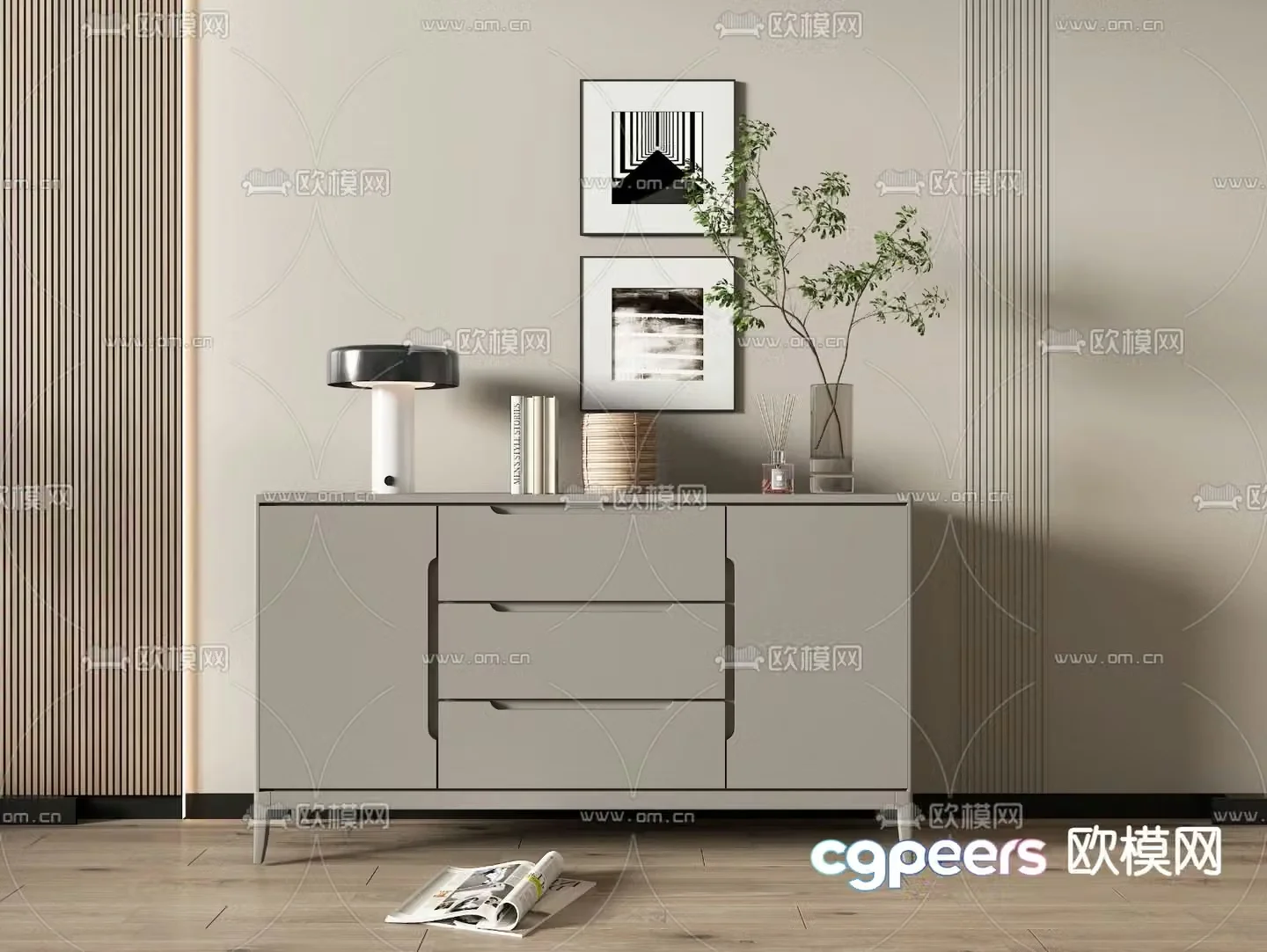 Simple chest of drawers entrance cabinet 3D model