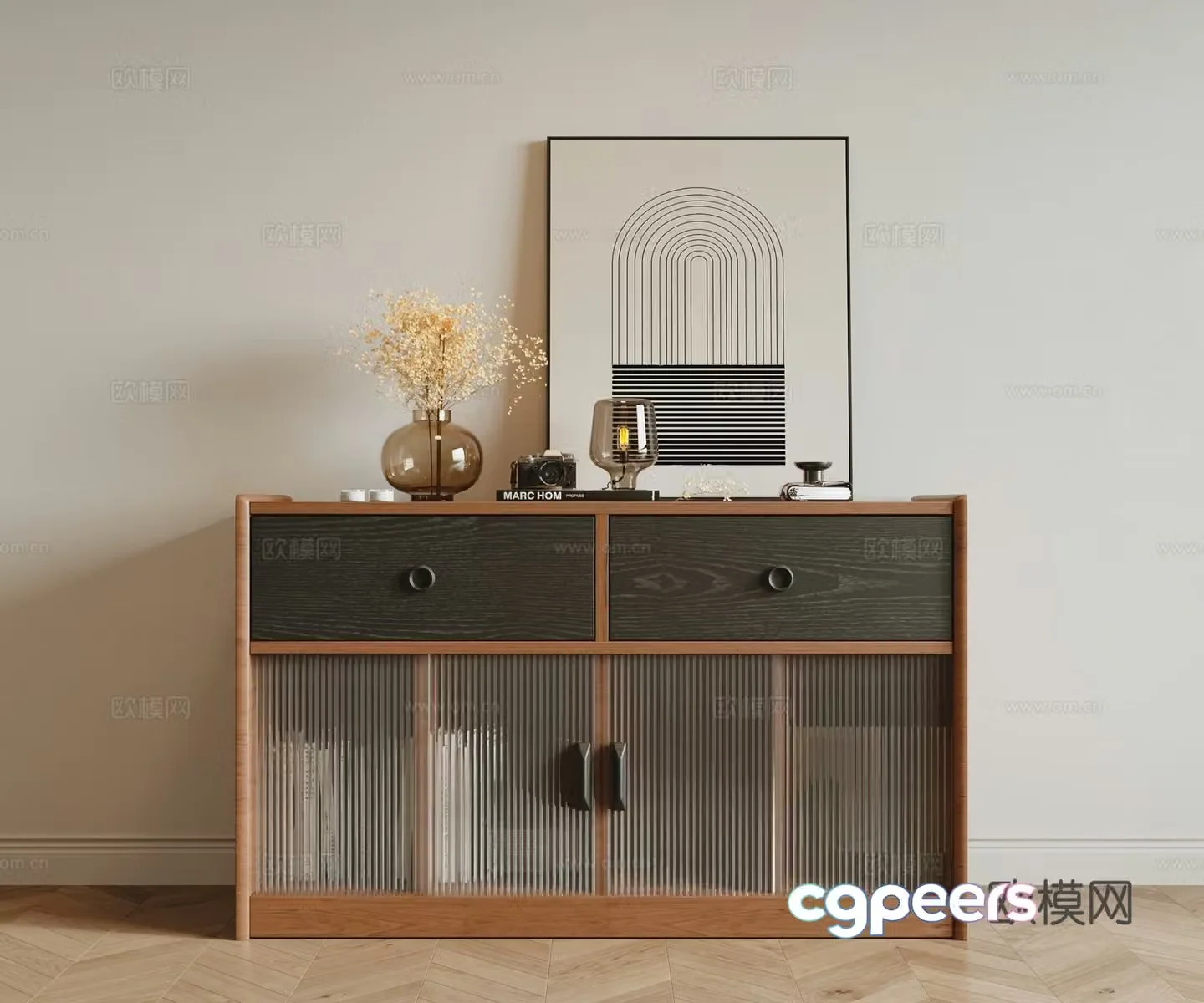 Medieval style sideboard 3d model