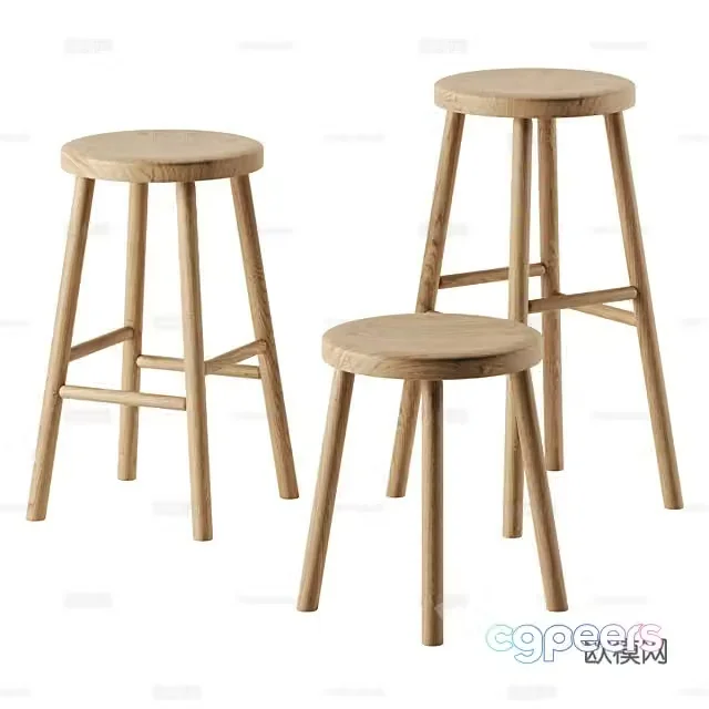 3D model of high-legged bar chair