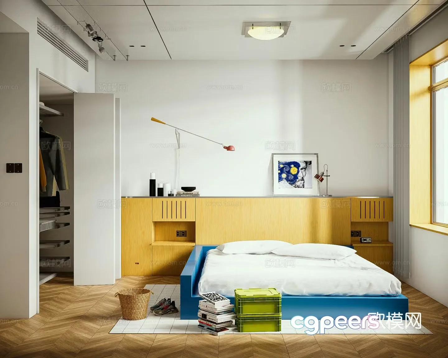 Modern Bauhaus bedroom medieval style bedroom minimalist bedroom wardrobe hanger 3d model