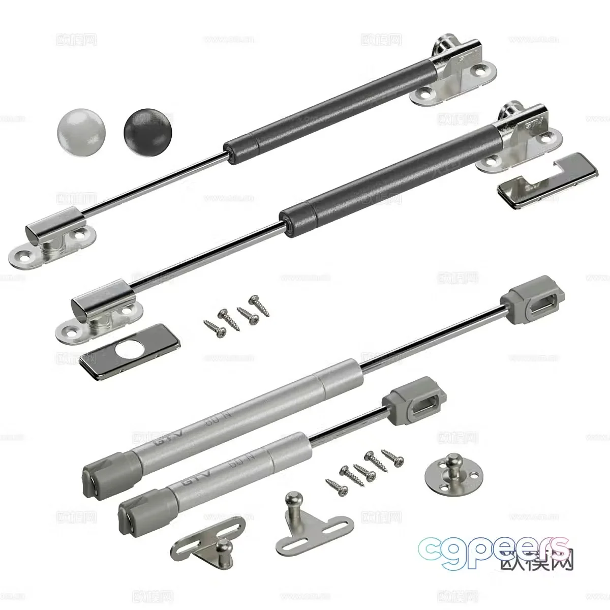 Gas lift hydraulic rod 3D model