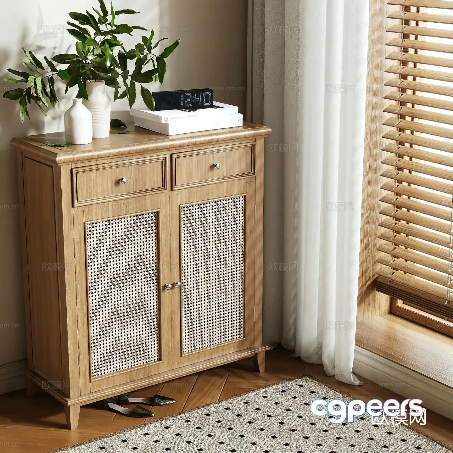 Log style shoe cabinet short shoe cabinet 3d model