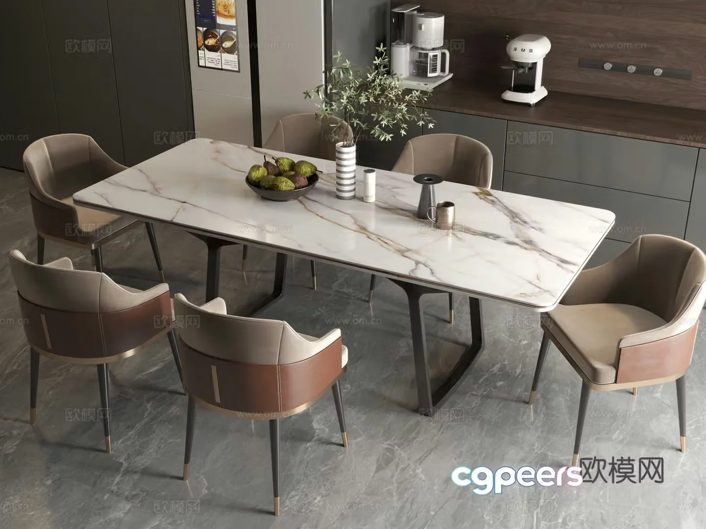 Modern dining table Italian dining table Modern Italian restaurant Dining table Dining table Dining chair 3d model