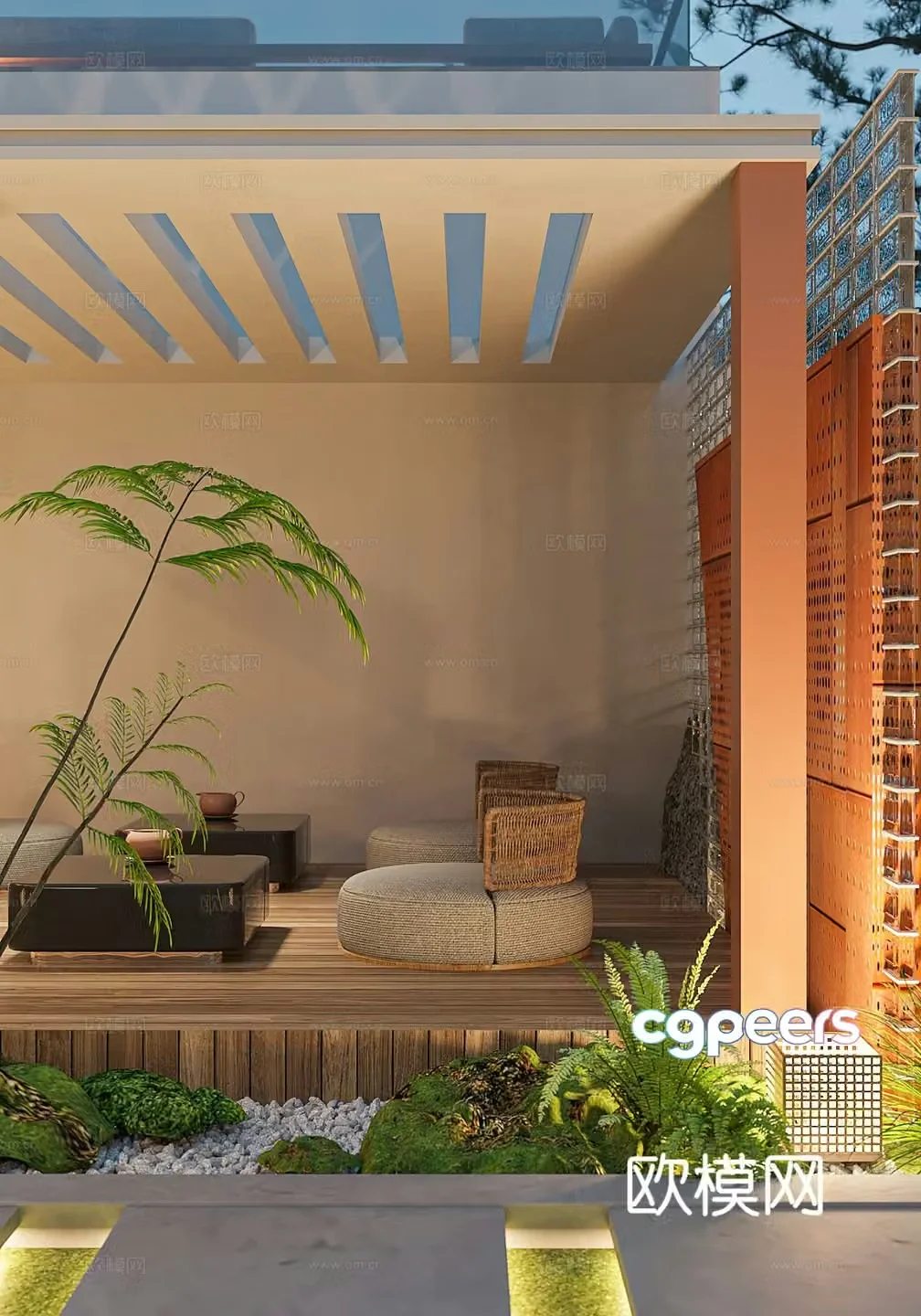Modern garden landscape 3d model