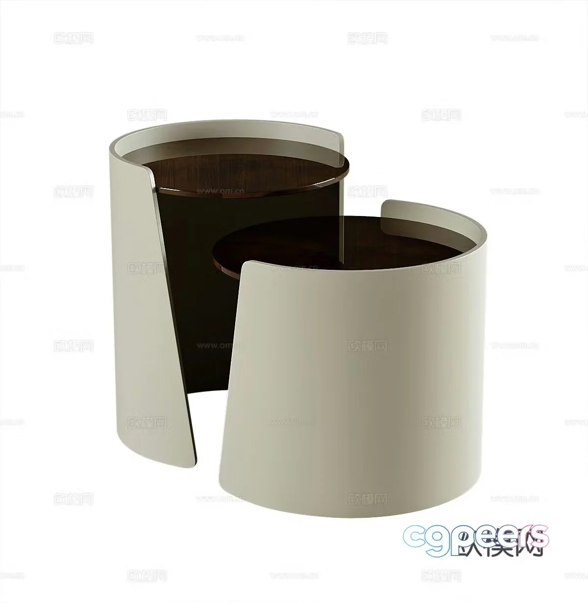 Modern round and angle tables 3D model