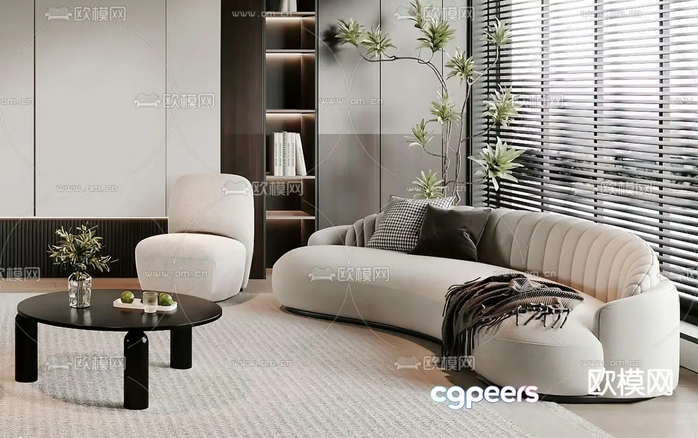 Cream style sofa modular sofa curved sofa 3d model