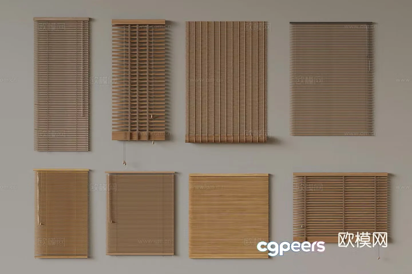 New Chinese Roller Blind Bamboo Blind 3D Model