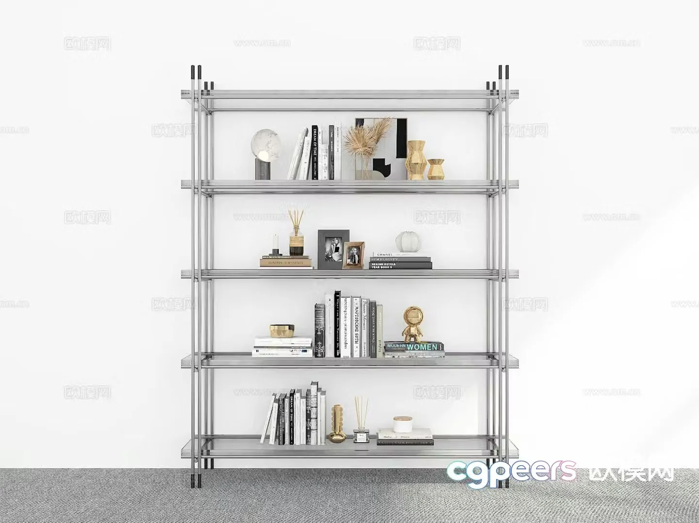 Modern bookshelf storage rack 3d model