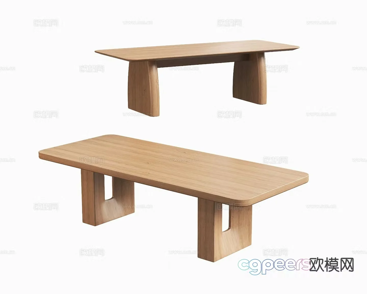 Modern wooden table dining table 3d model