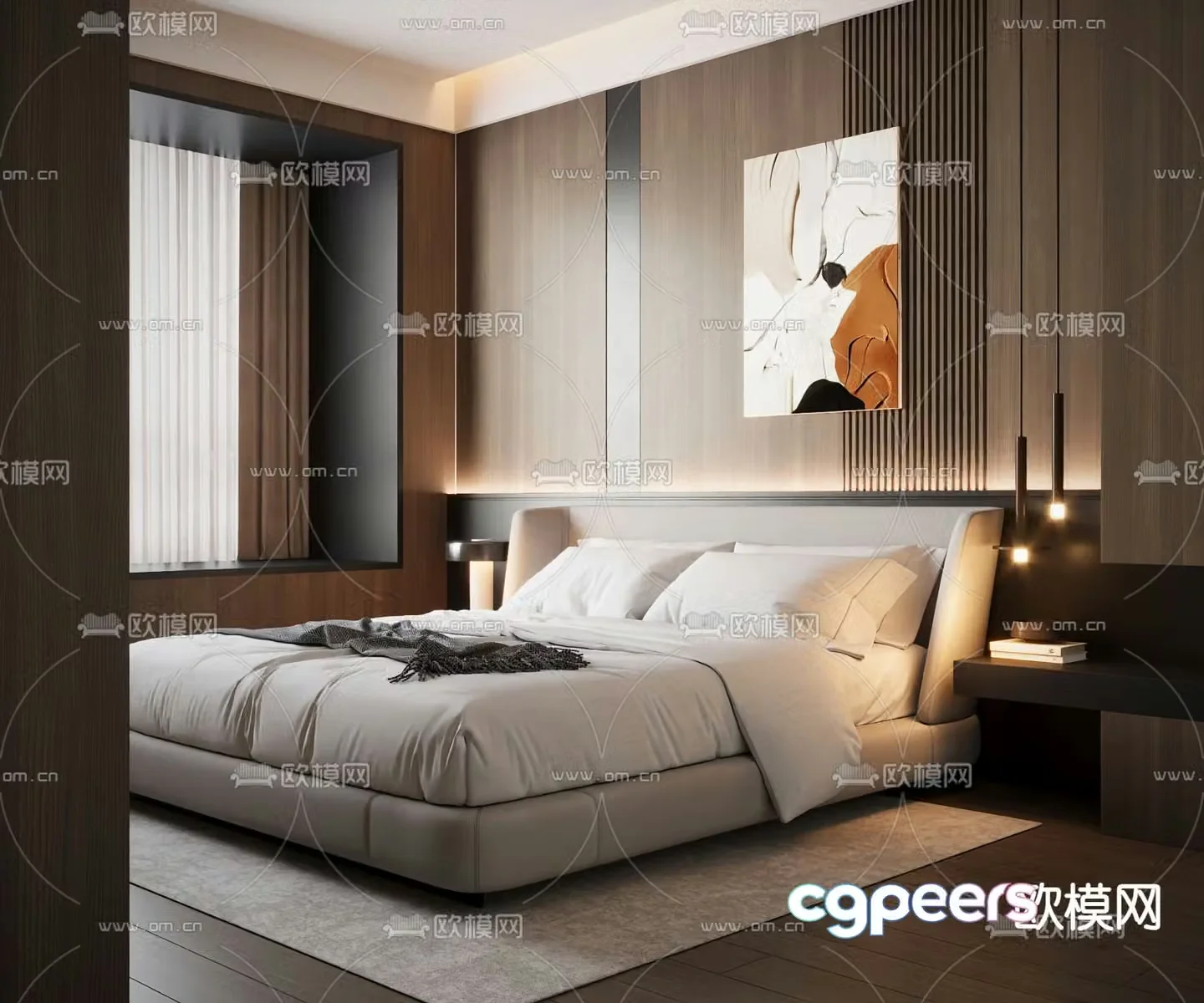 Italian double bed 3d model