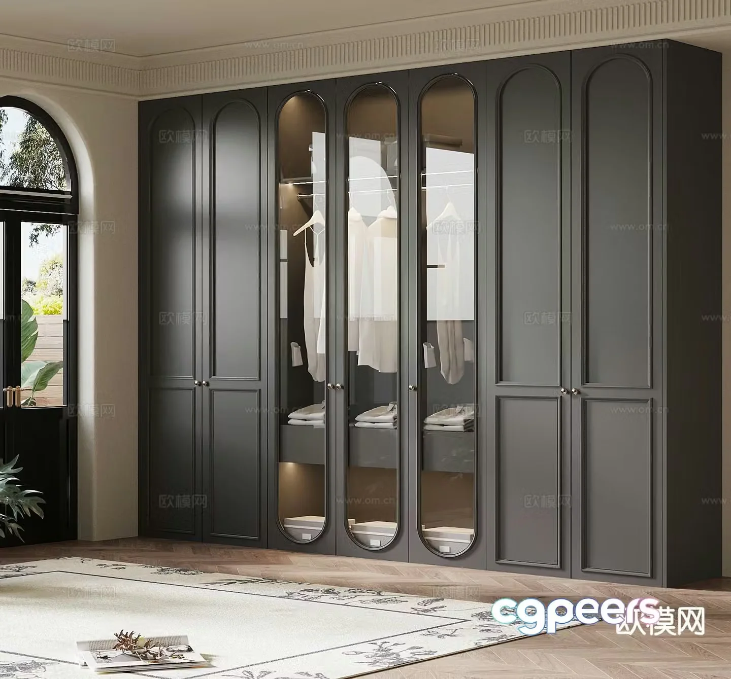 French retro style wardrobe 3D model