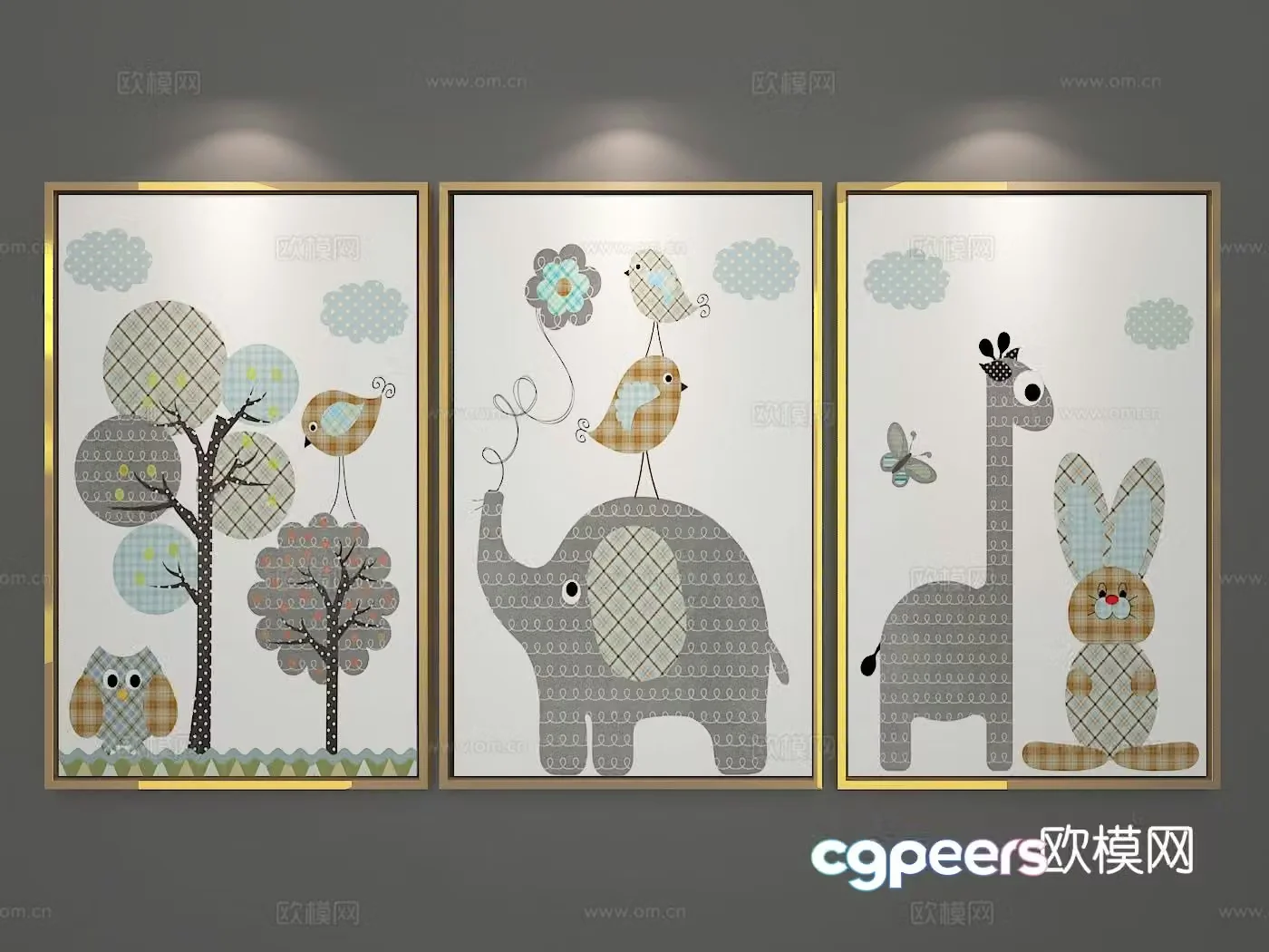 Nordic children’s painting decorative painting cartoon hanging painting 3D model
