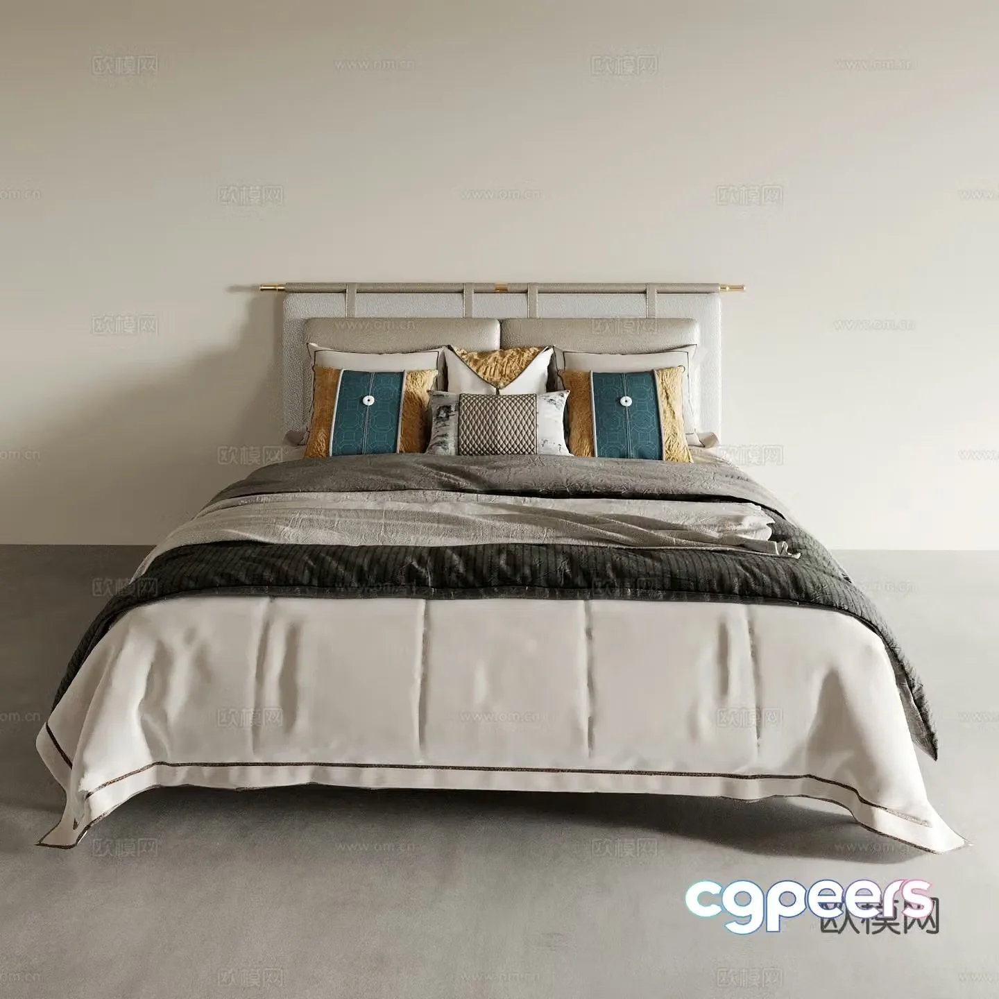 New Chinese double bed 3D model