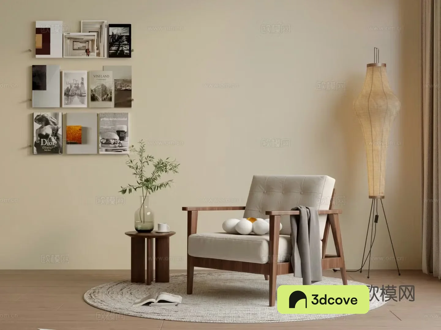 Medium style casual single chair 3D model