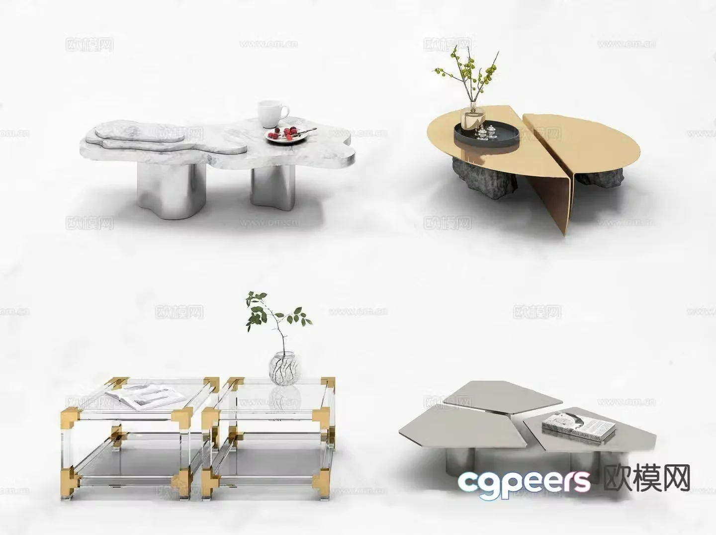 Modern coffee table irregular coffee table 3d model