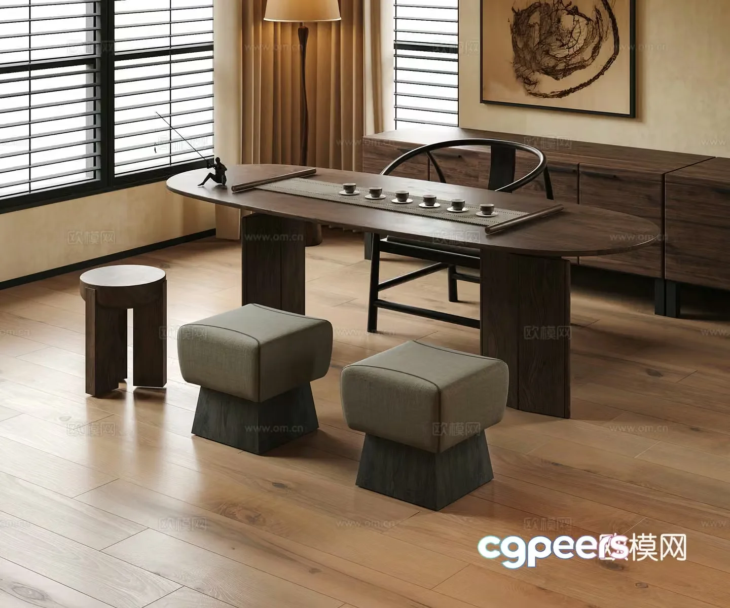 Modern tea table and chair 3d model