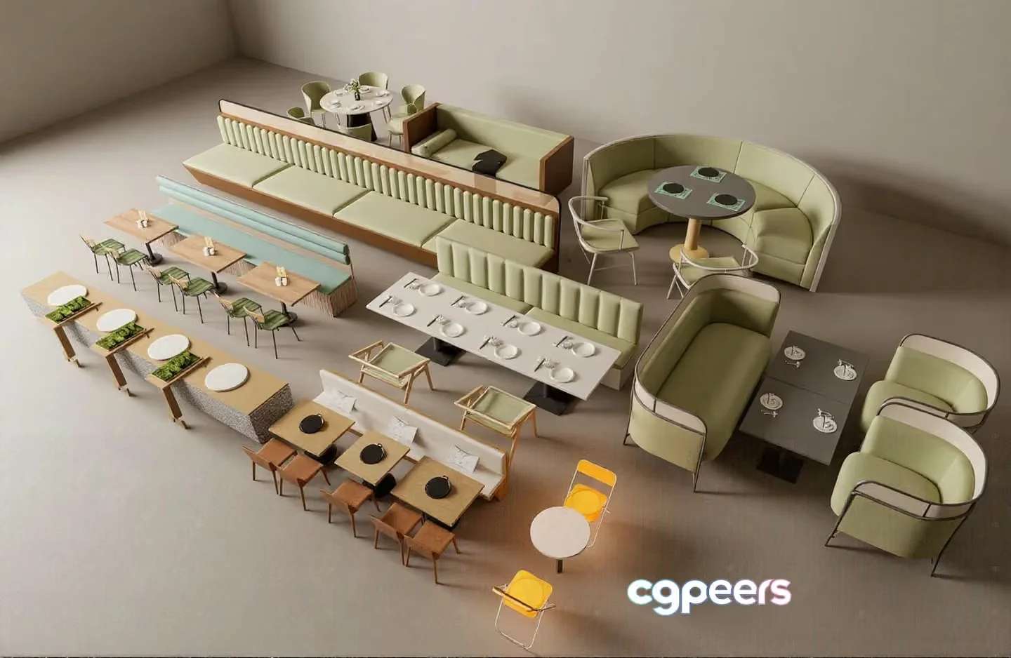 A Dining Room With Various Furniture Pieces 3D Model – 968 – VRAY Render