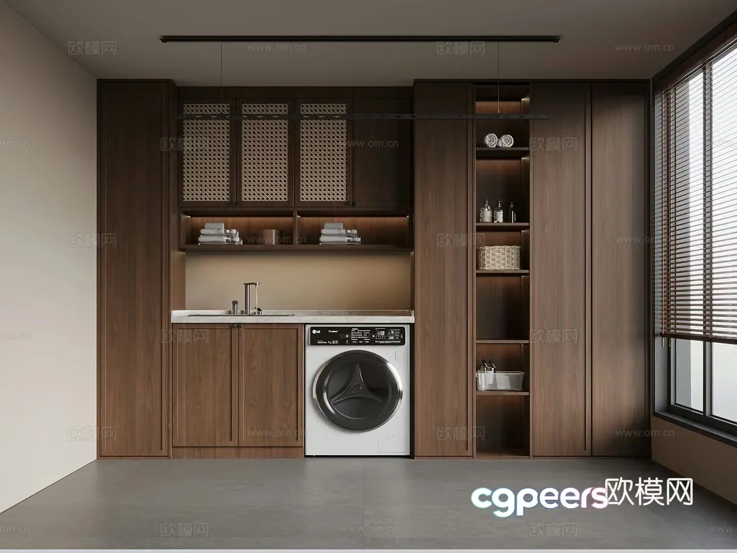 Laundry room New Chinese style laundry room Washing closet Washing machine 3d model