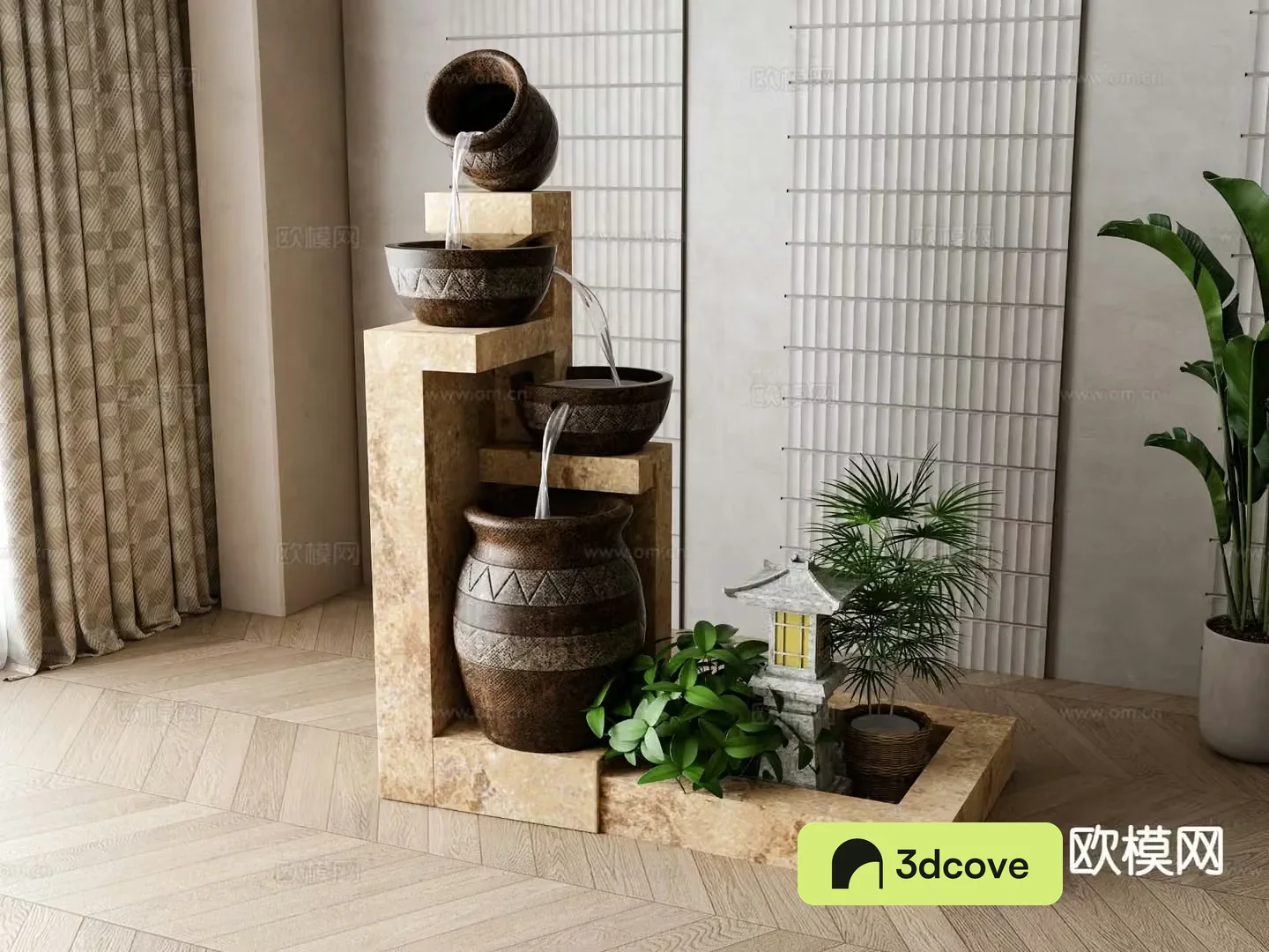 New Chinese style water bowl sketch flowing water sketch