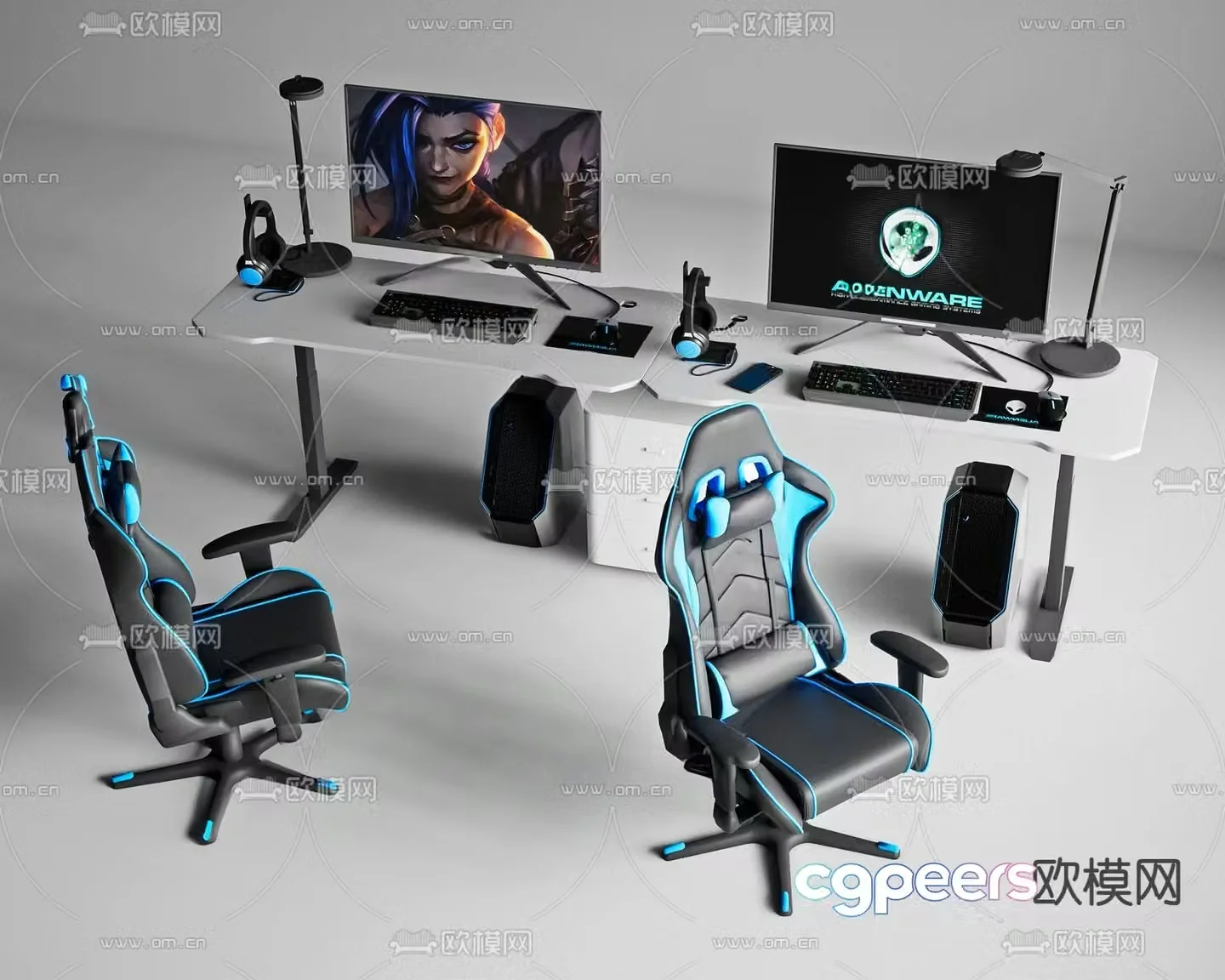 Esports table gaming table computer table 3d model