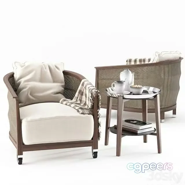 3ds Max Free – Flexform Mozart chair Cabare table