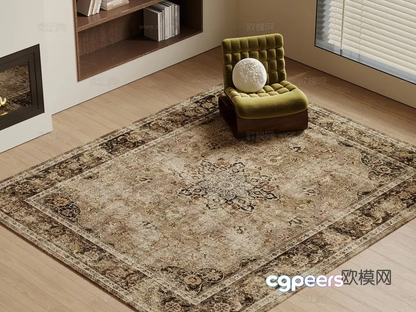 11 carpet French retro style carpet leisure chair 3d model