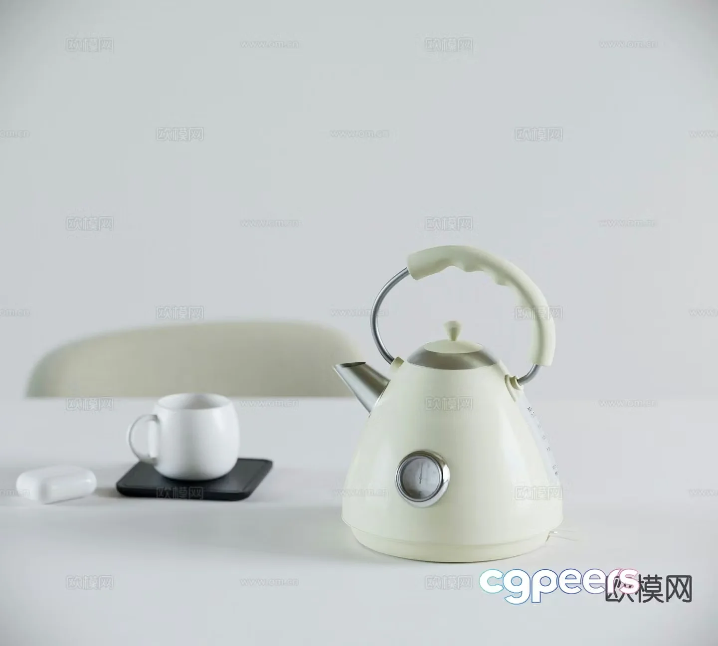 Retro electric kettle 3d model
