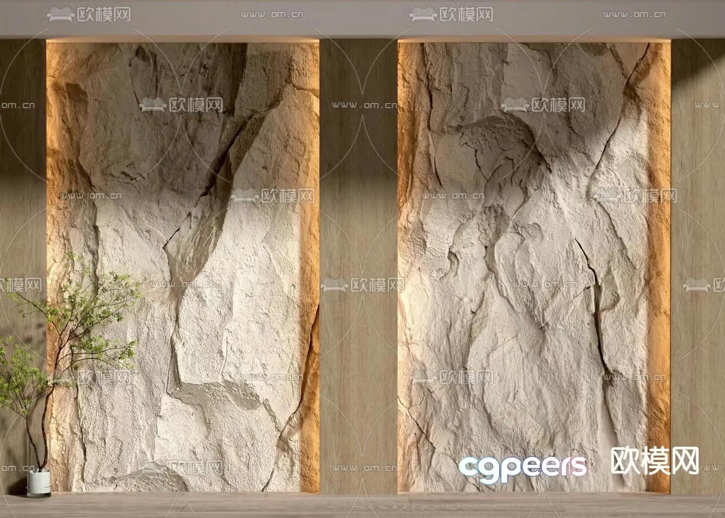 Rock wall Axe-splitting stone wool stone background wall 3d model