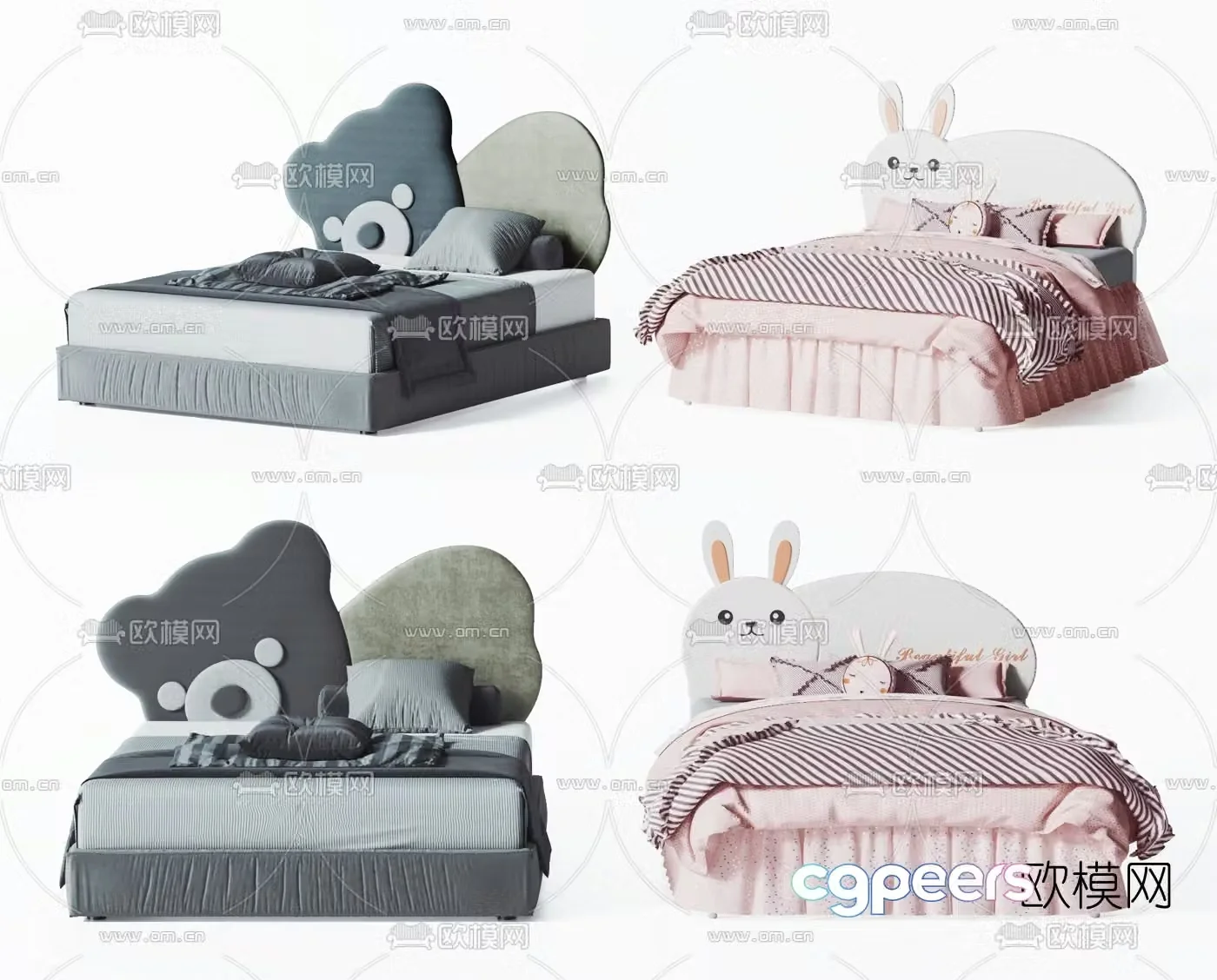 Modern fabric children’s bed 3d model