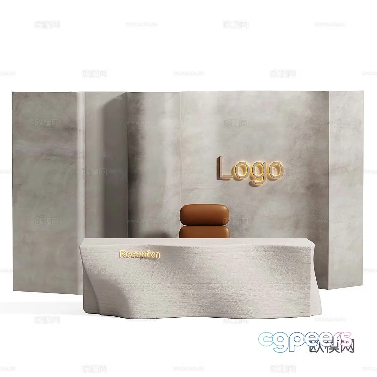 Modern Wasabi Company Front Desk Reception Desk 3D Model