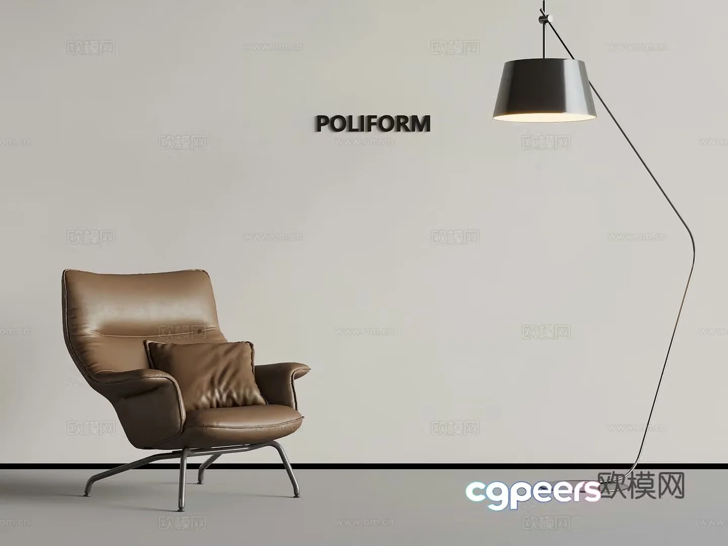 Modern Italian leisure chair floor lamp 3d model