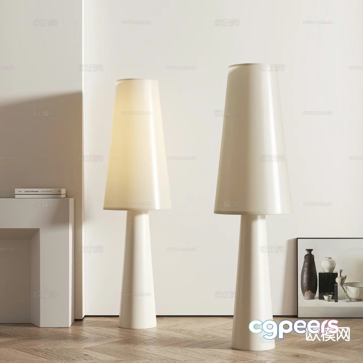 Cream style floor lamp 3d model