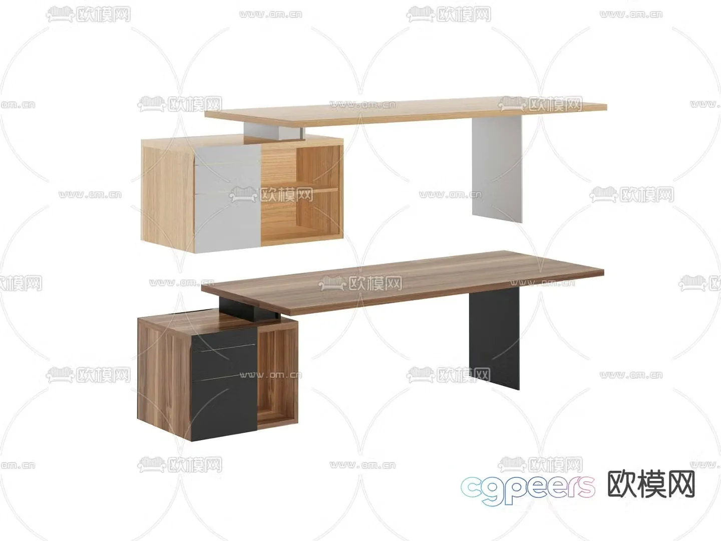 Modern office desk desk 3d model