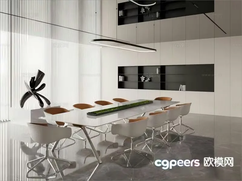 Modern conference table and chairs 3d model