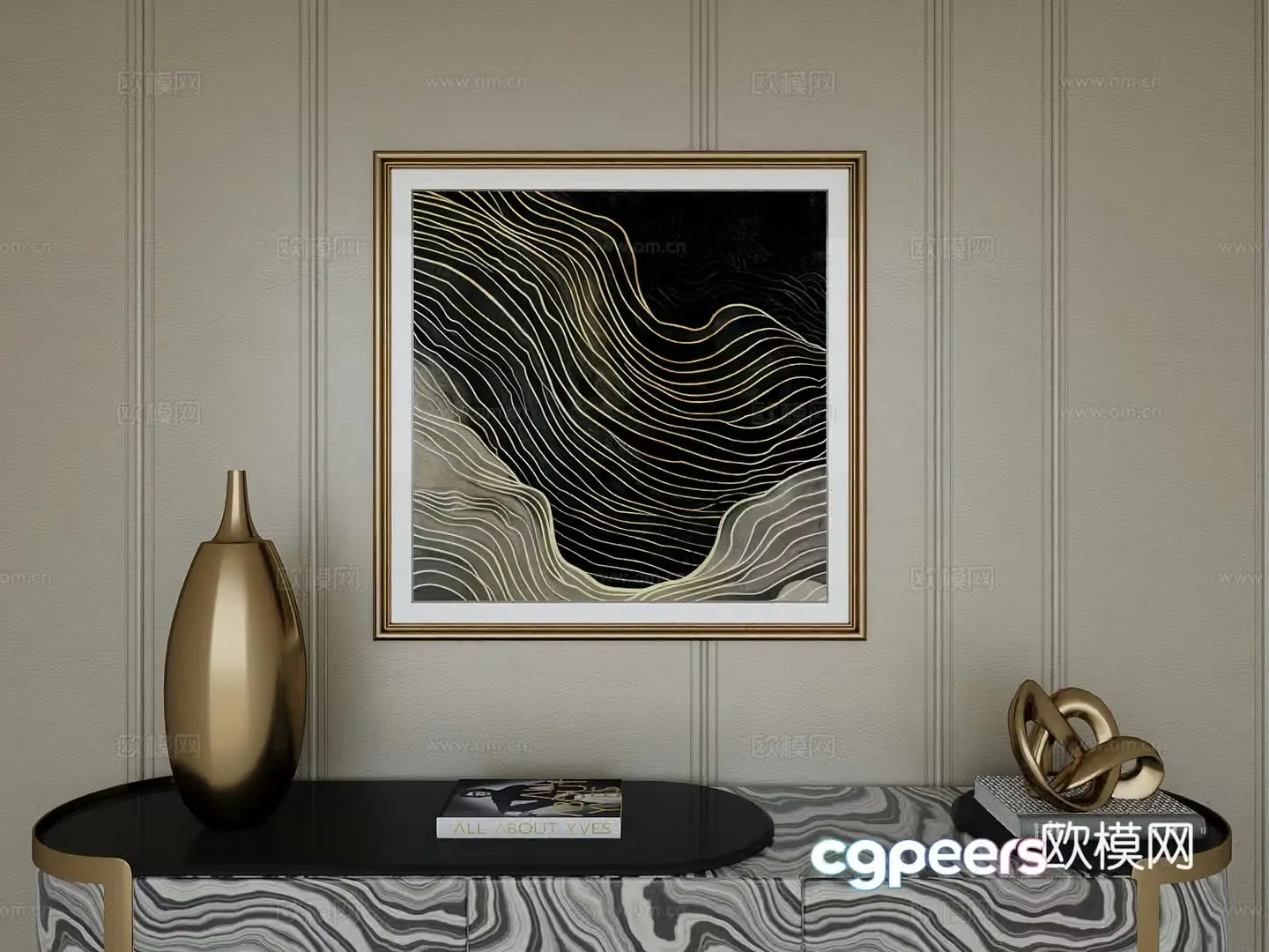 Italian light luxury high-end hanging painting 3D model