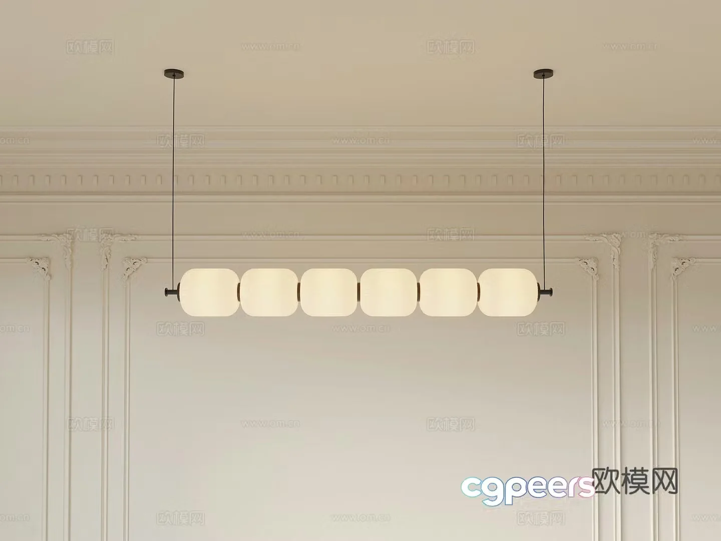 Cream style chandelier long chandelier 3d model