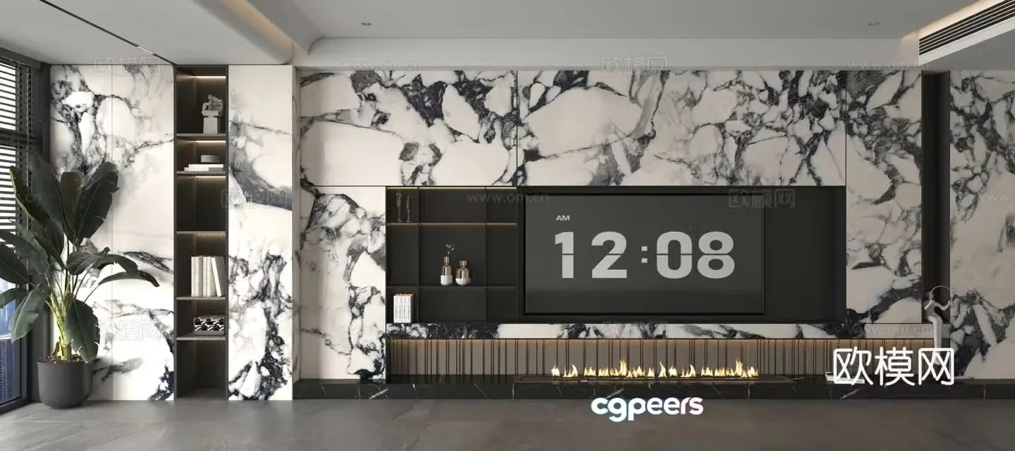 3d model of TV background wall