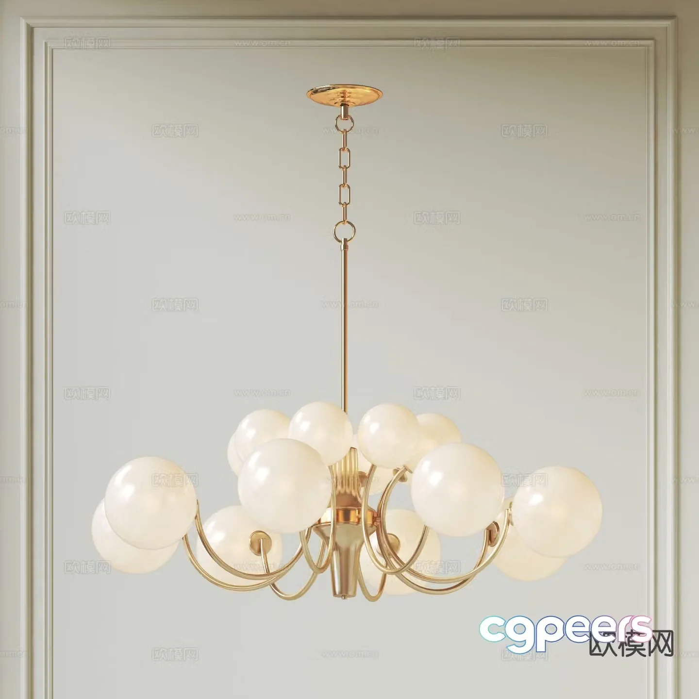 French multi-head chandelier 3d model