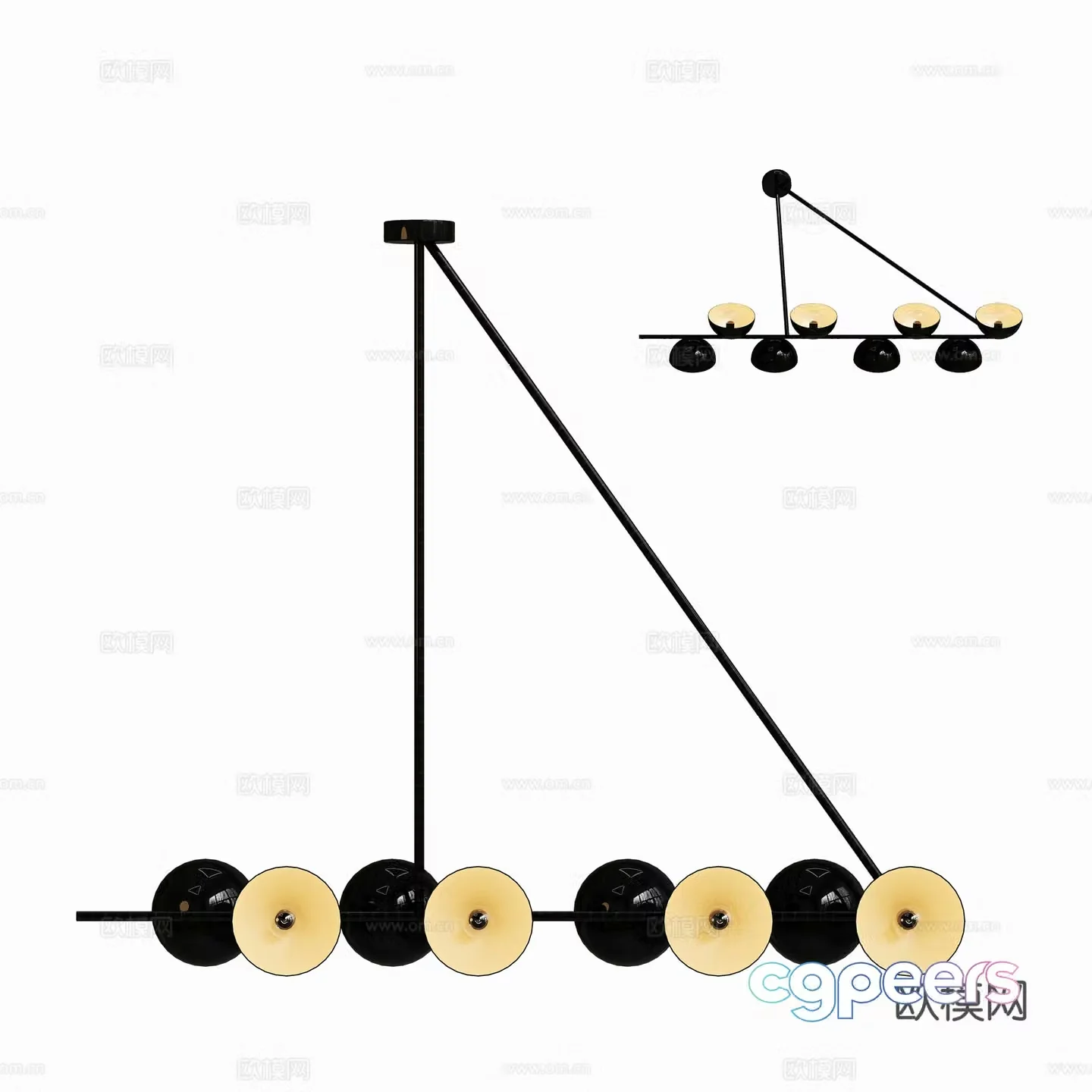 Modern spherical chandelier 3d model